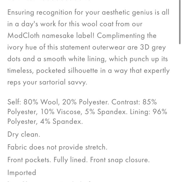 HP 💫WOOL Coatigan MODCLOTH Salient Style Coat - Picture 13 of 13